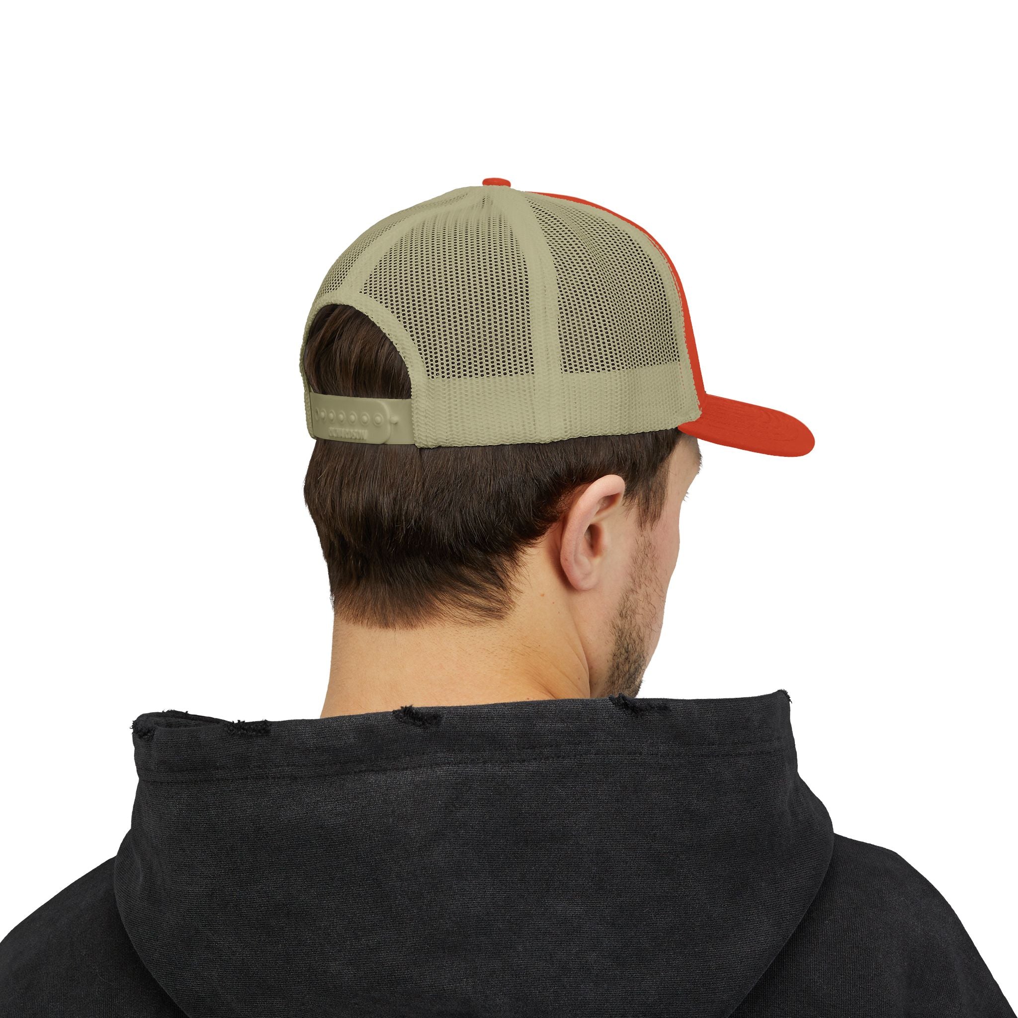 It's NOT Your Fault Trucker Cap — White Mesh Snapback with Reassuring Text