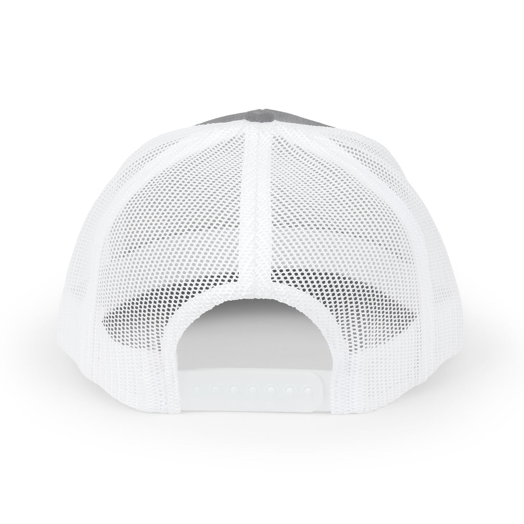 It's NOT Your Fault Trucker Cap — White Mesh Snapback with Reassuring Text