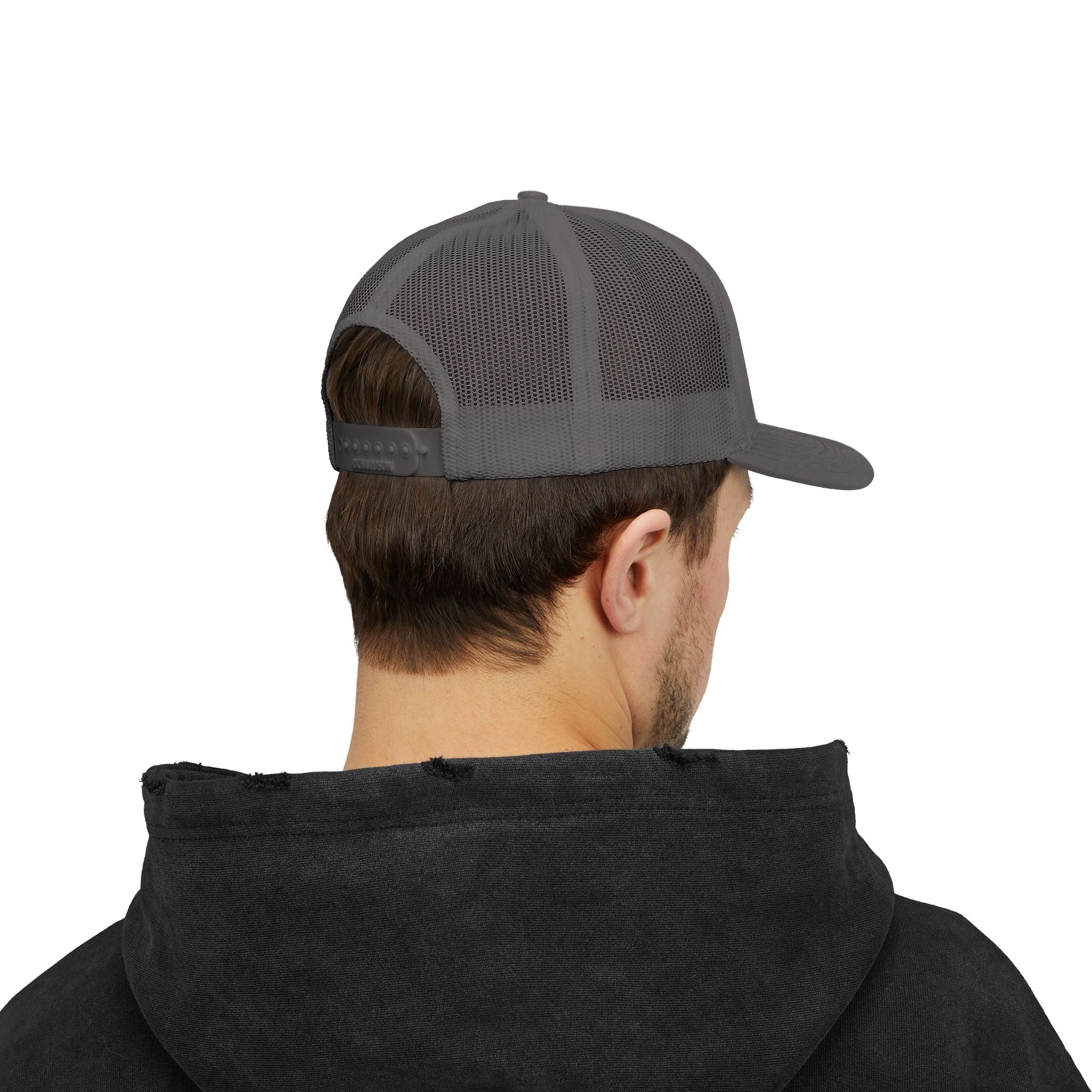It's NOT Your Fault Trucker Cap — White Mesh Snapback with Reassuring Text