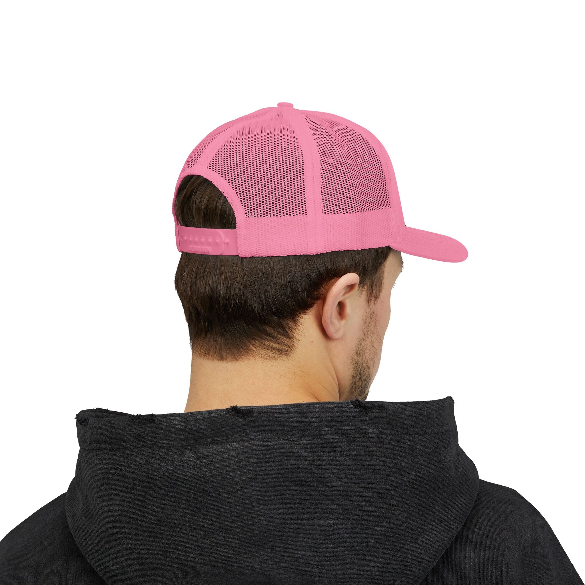 It's NOT Your Fault Trucker Cap — White Mesh Snapback with Reassuring Text