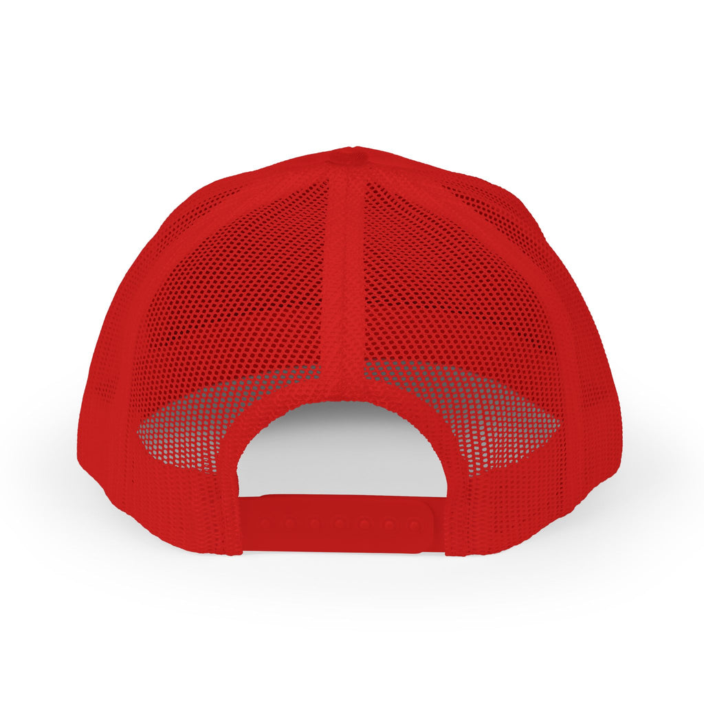 It's NOT Your Fault Trucker Cap — White Mesh Snapback with Reassuring Text