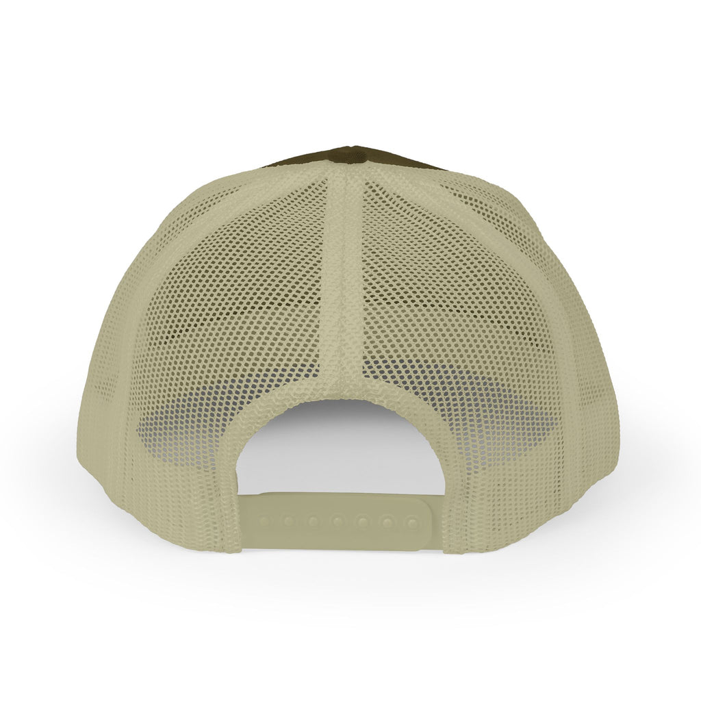 It's NOT Your Fault Trucker Cap — White Mesh Snapback with Reassuring Text