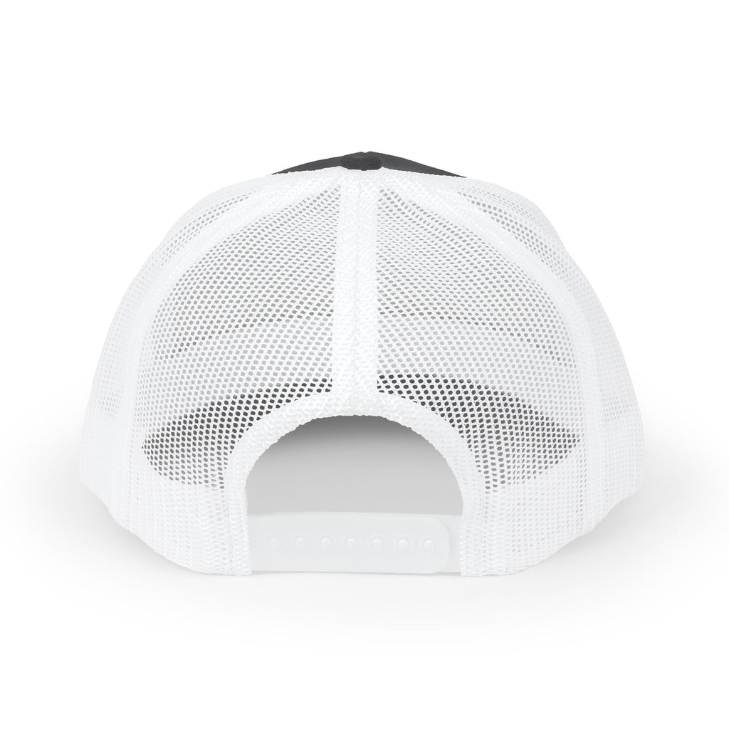 It's NOT Your Fault Trucker Cap — White Mesh Snapback with Reassuring Text